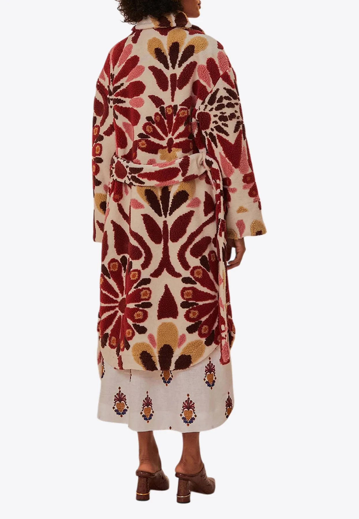 Ainika Floral Belted Fleece Coat