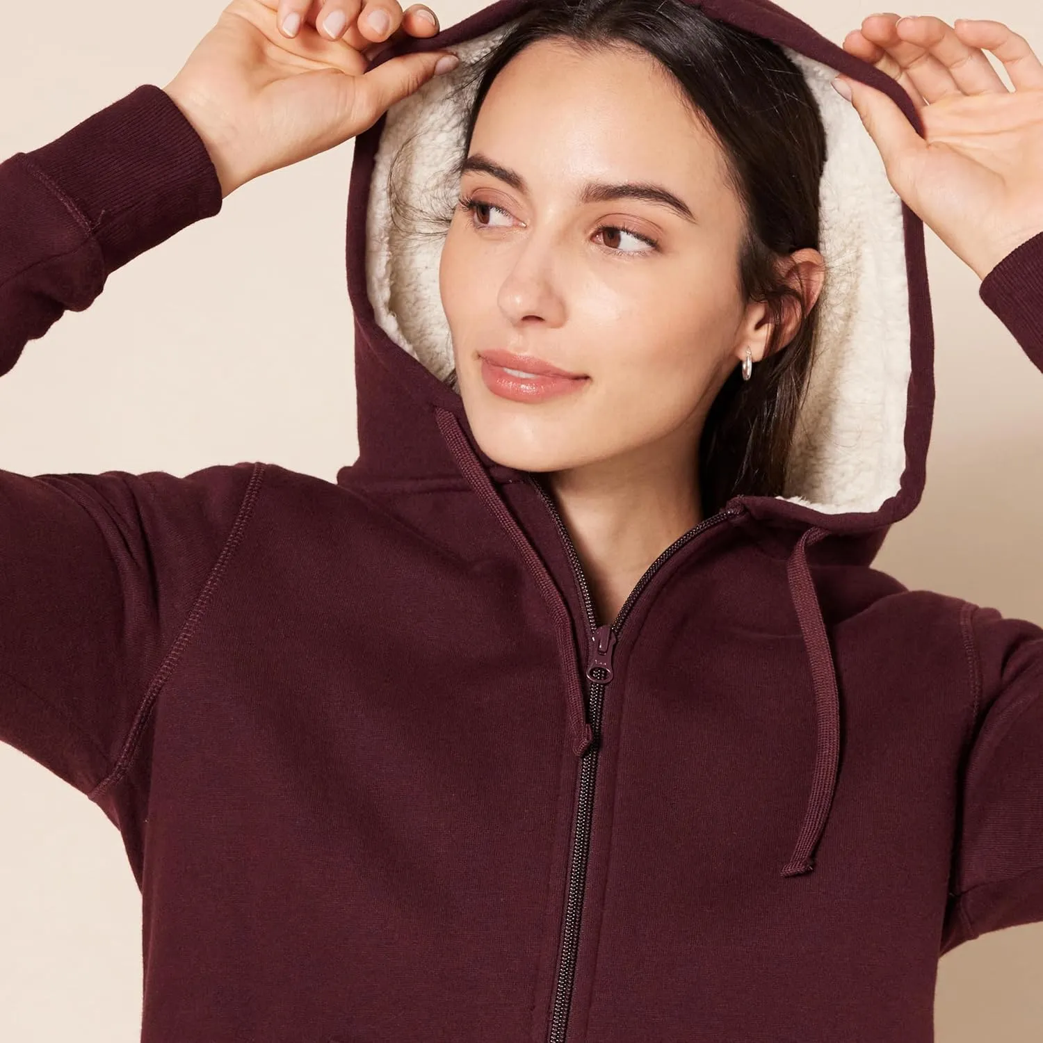 Amazon Essentials Women's Sherpa-Lined Fleece Full-Zip Hooded Jacket (Available in Plus Size)