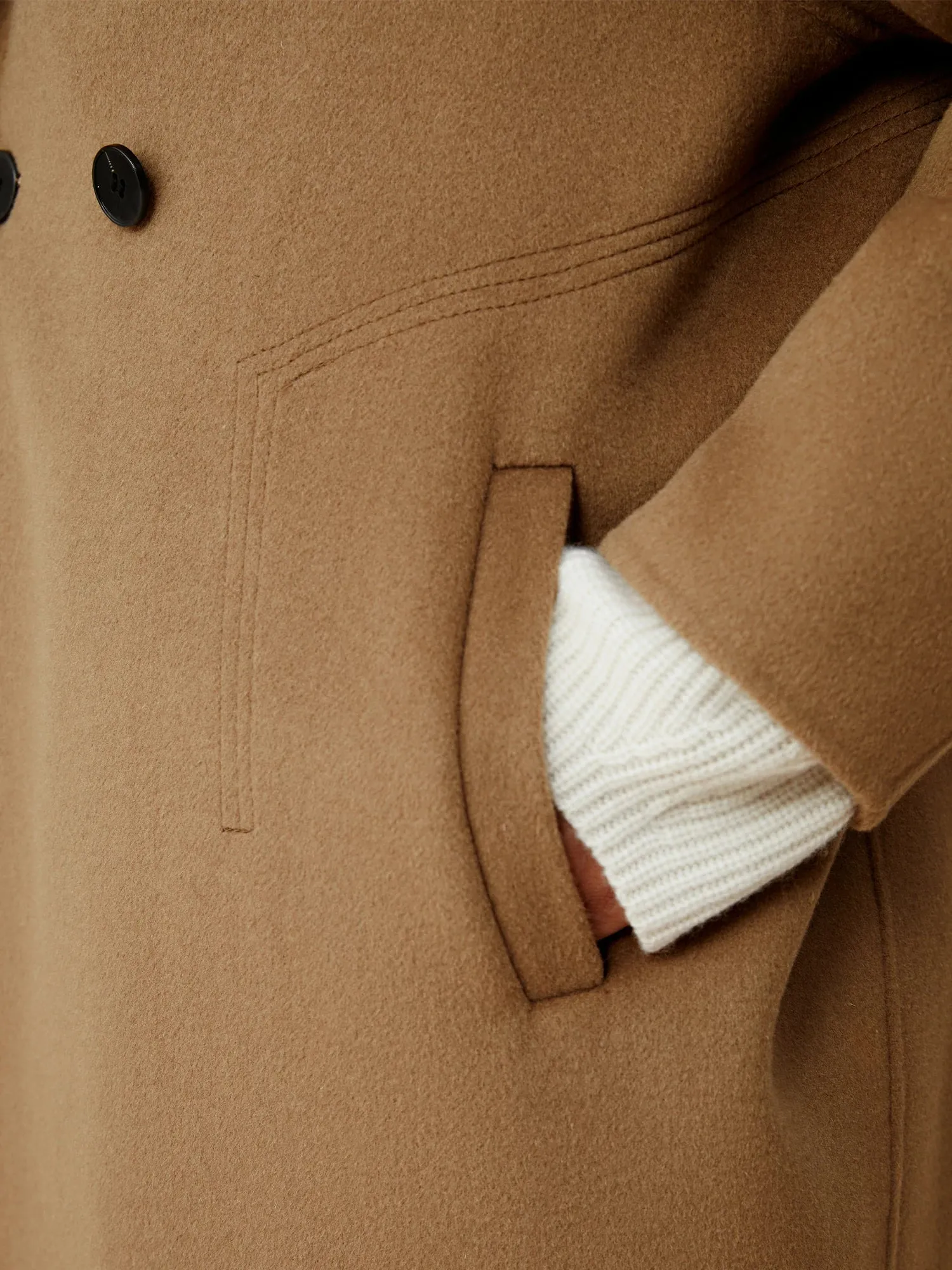 Amoretu 66.5% Wool Notched Lapel Long Sleeve Coat