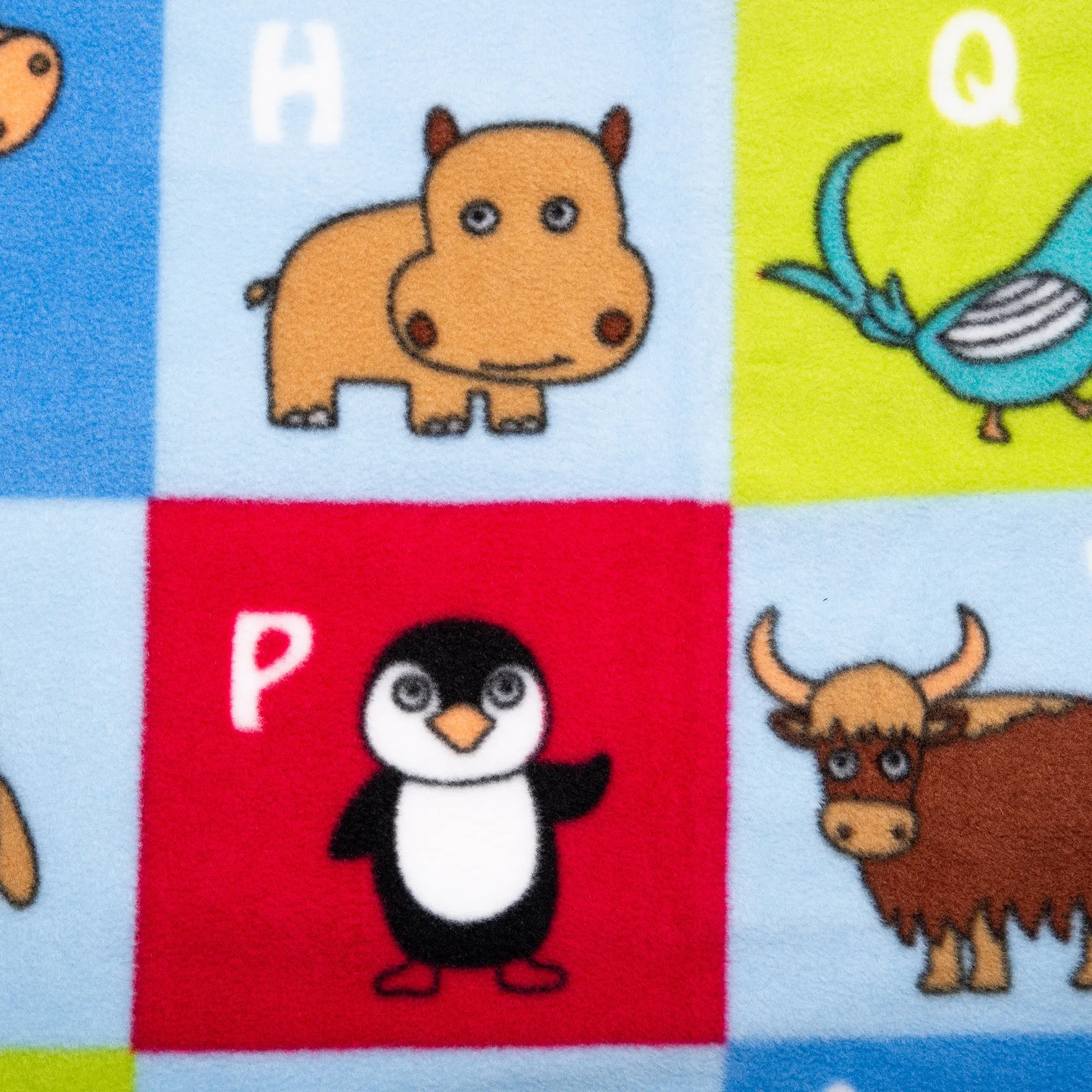 Anti Pill Fleece Print - SLIPPY - Animals box - Blue