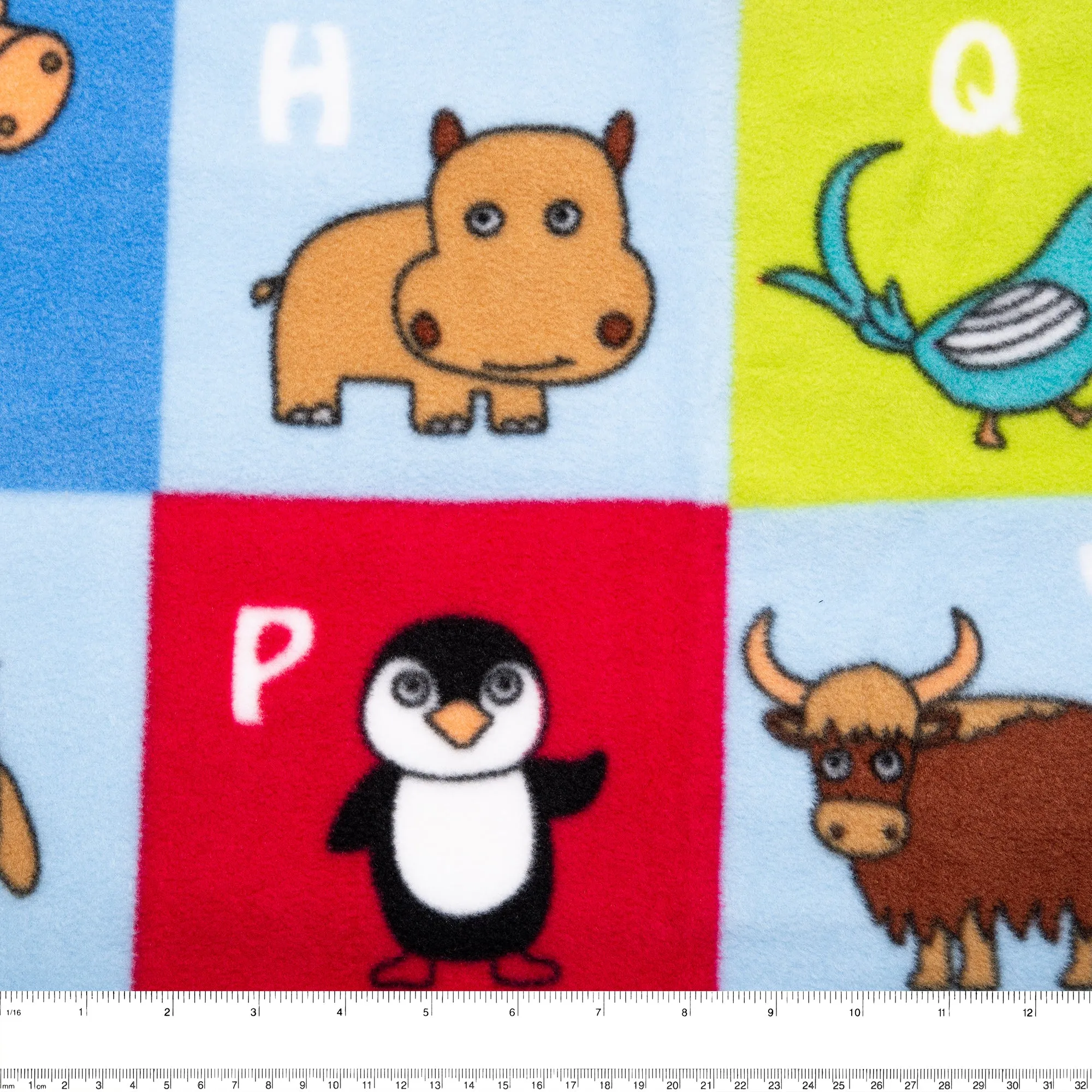 Anti Pill Fleece Print - SLIPPY - Animals box - Blue