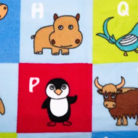 Anti Pill Fleece Print - SLIPPY - Animals box - Blue