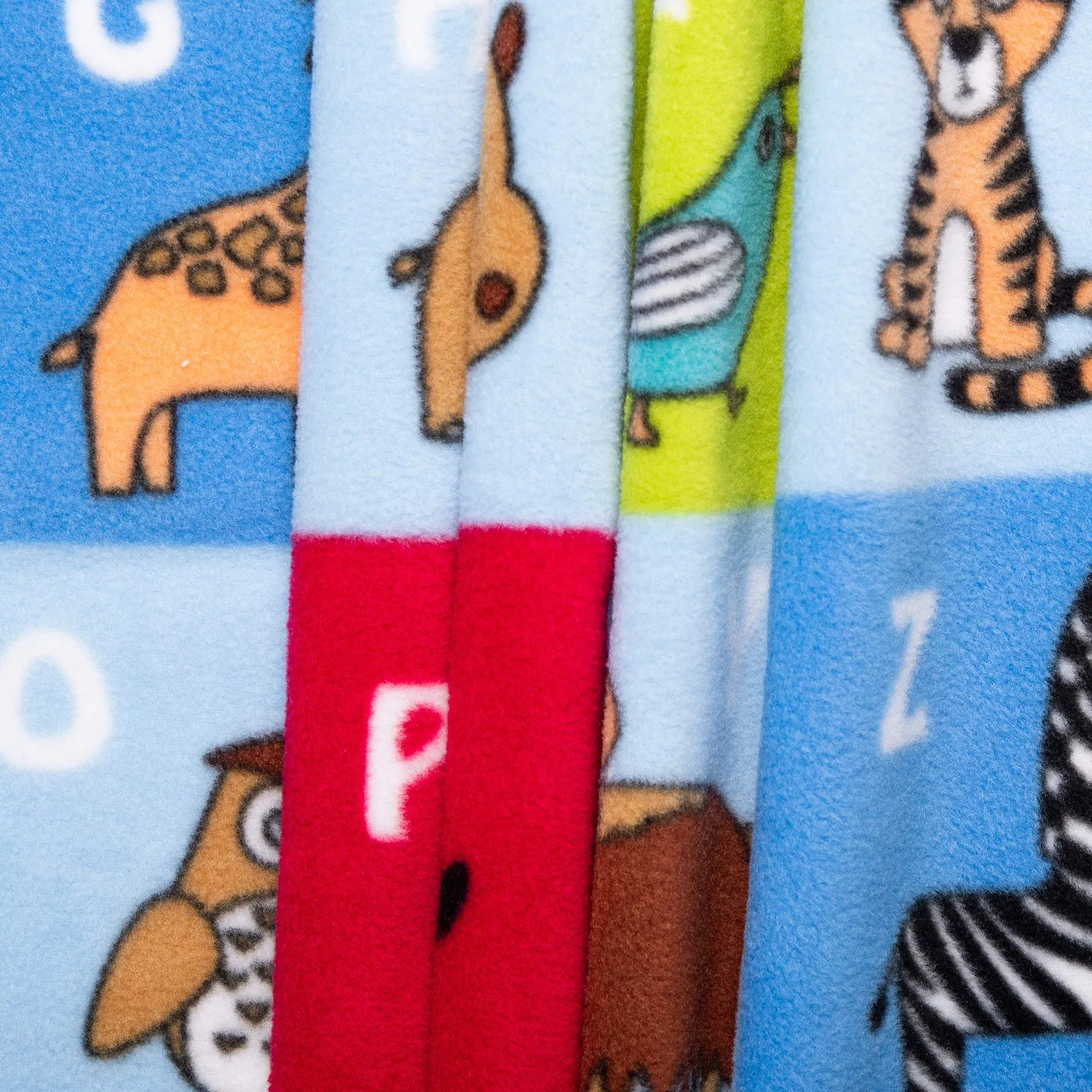 Anti Pill Fleece Print - SLIPPY - Animals box - Blue
