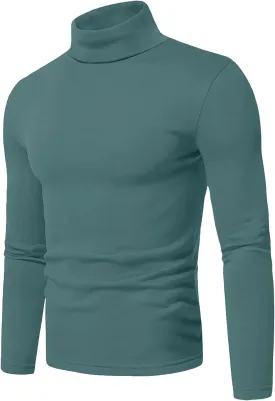 Askdeer Men's Turtleneck Long Sleeve Shirts Thermal Underwear Tops Basic Pullover Sweater Tees