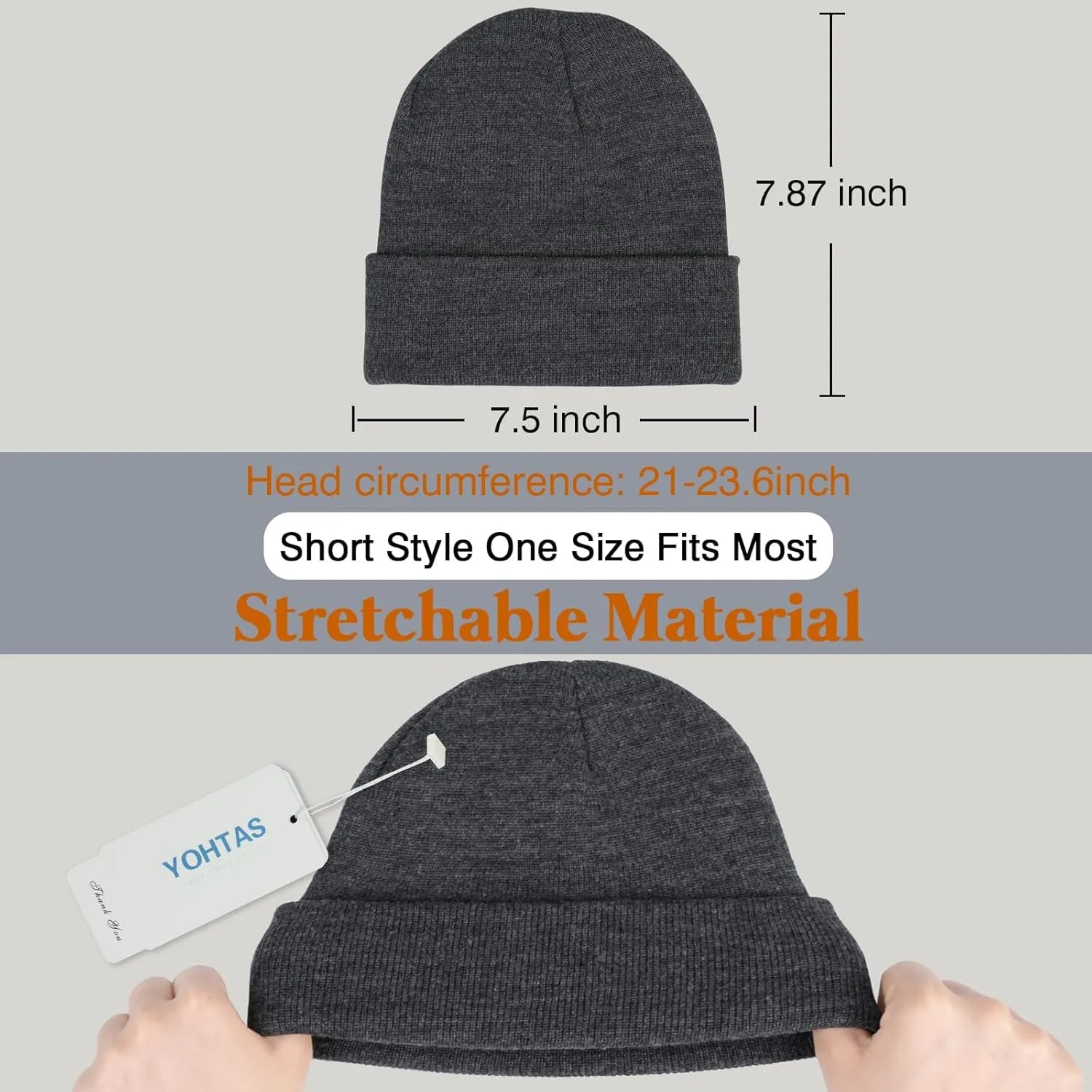 Beanie Hats for Men Women, Classic Knit Cuff Soft Warm Winter Hats Unisex Daily Skull Cap