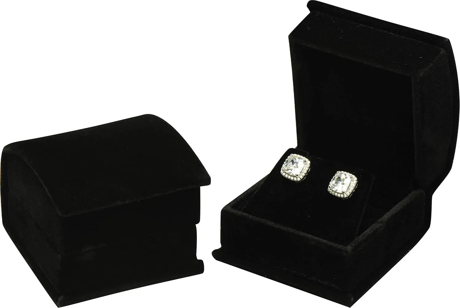 Black Color Luxury Velvet Multiple Use Earring Necklace Pendant Jewelry Gift Box for Wedding, Birthday, Valentine' Day, Mother's Day, Christmas...Comes with an Extra Individual White Packer Box Size
