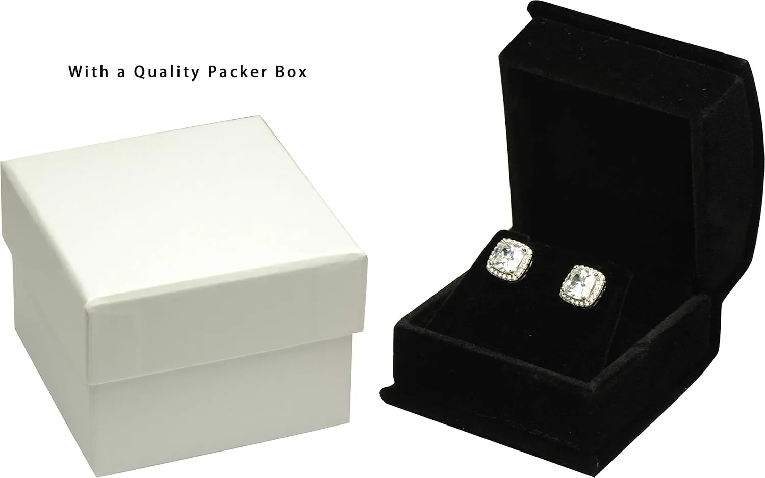 Black Color Luxury Velvet Multiple Use Earring Necklace Pendant Jewelry Gift Box for Wedding, Birthday, Valentine' Day, Mother's Day, Christmas...Comes with an Extra Individual White Packer Box Size