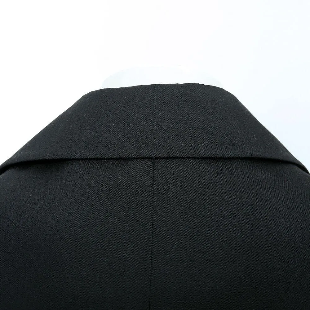Black Compact Wool Double Breasted Overcoat