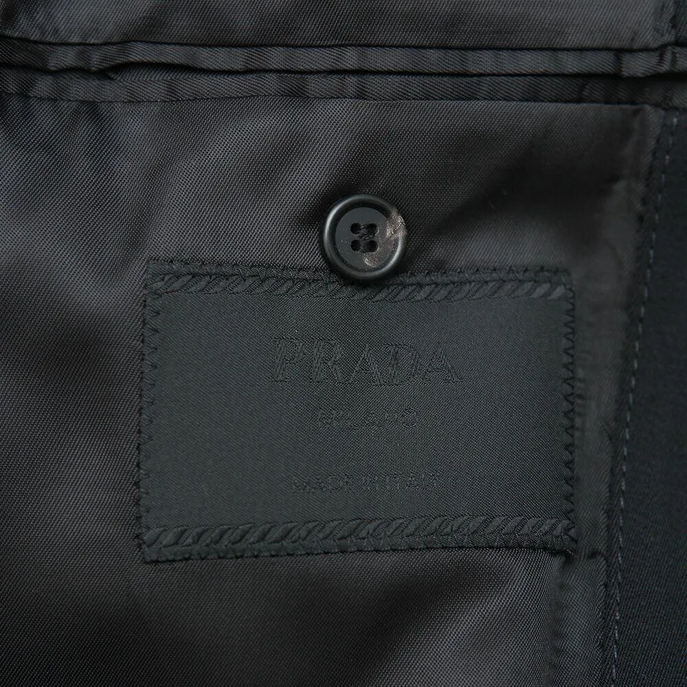 Black Compact Wool Double Breasted Overcoat