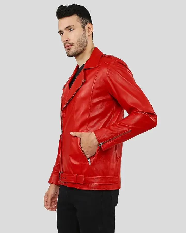 Buel Red Motorcycle Leather Jacket