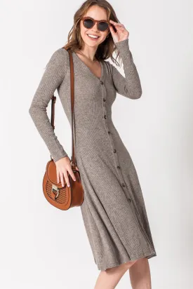 Button Down Skater Knit Dress