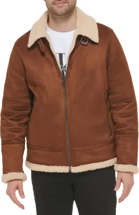 Calvin Klein Men's Faux Leather Jacket Men - Bomber Jacket with Shearling Lining