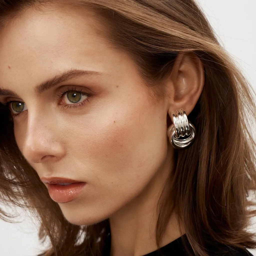 Chunky Gold Knot Earrings Statement Earrings for Women Gold Plated Dupes Geometric Dangle Earrings Hypoallergenic Fashion Trendy Jewelry Gifts