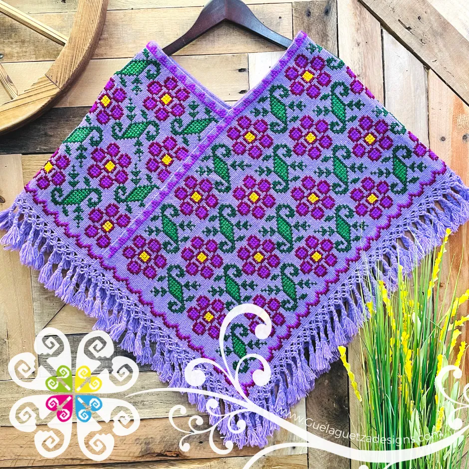 Colors Floral Design Embroider Poncho - Mañanita