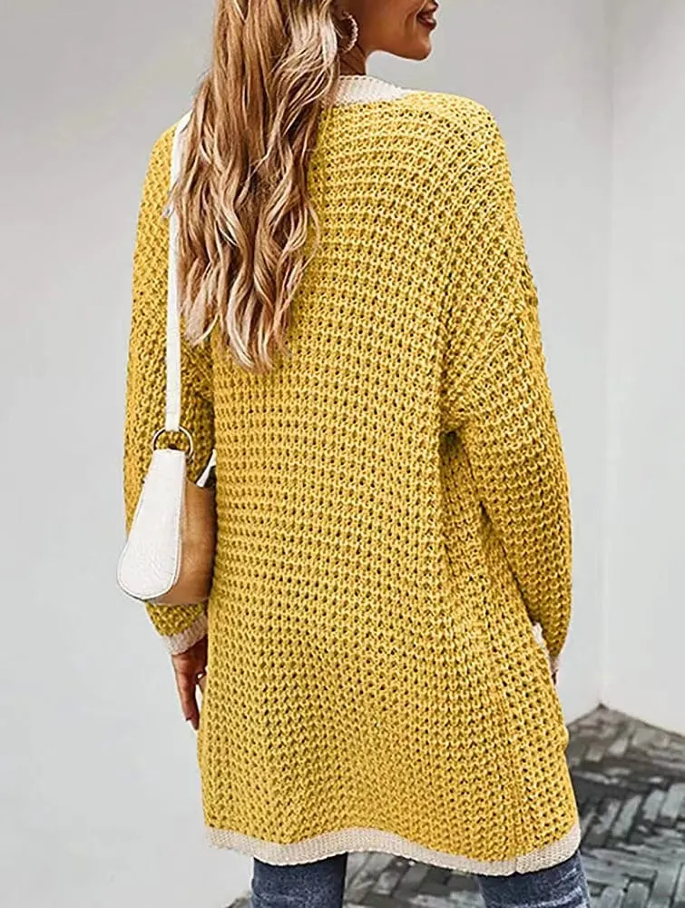 Contrast Binding Knit Cardigan