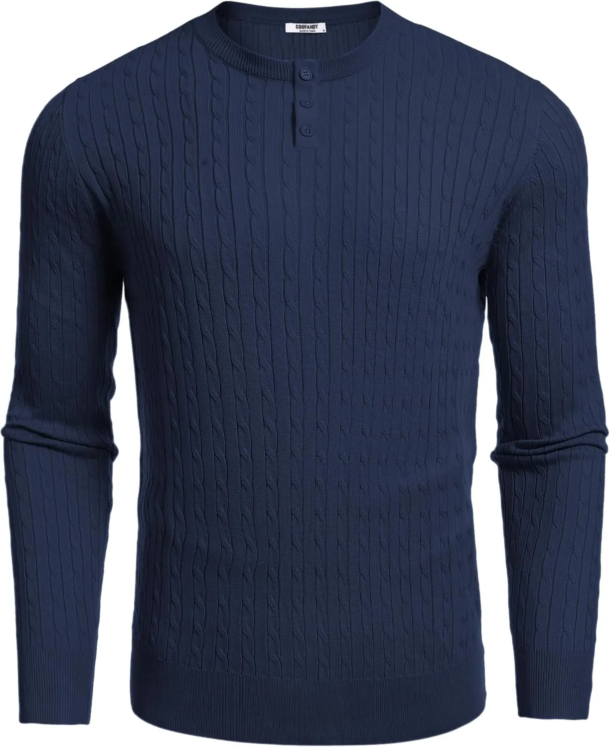 COOFANDY Men's Knit Henley Sweater Long Sleeve Button Down Fall Sweaters and Pullovers
