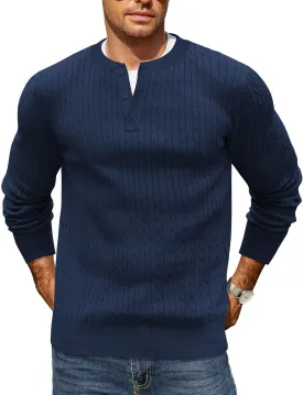 COOFANDY Men's Knit Henley Sweater Long Sleeve Button Down Fall Sweaters and Pullovers