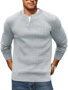 COOFANDY Men's Knit Henley Sweater Long Sleeve Button Down Fall Sweaters and Pullovers
