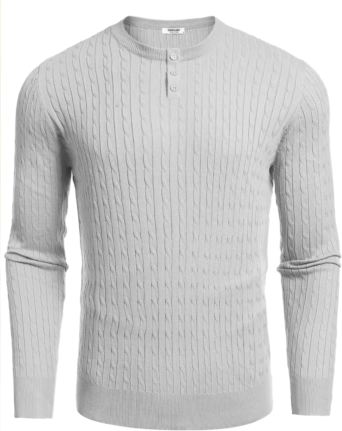 COOFANDY Men's Knit Henley Sweater Long Sleeve Button Down Fall Sweaters and Pullovers