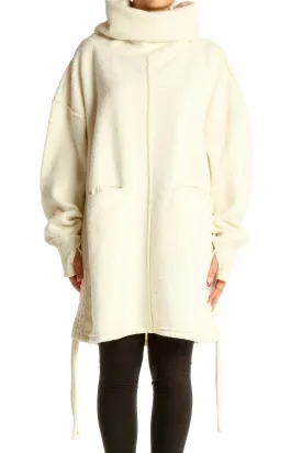 Cream Oversized Fleece Turtleneck Jacket