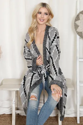 DIAMOND PATTERN KNITTED TERRY CARDIGAN 3-3