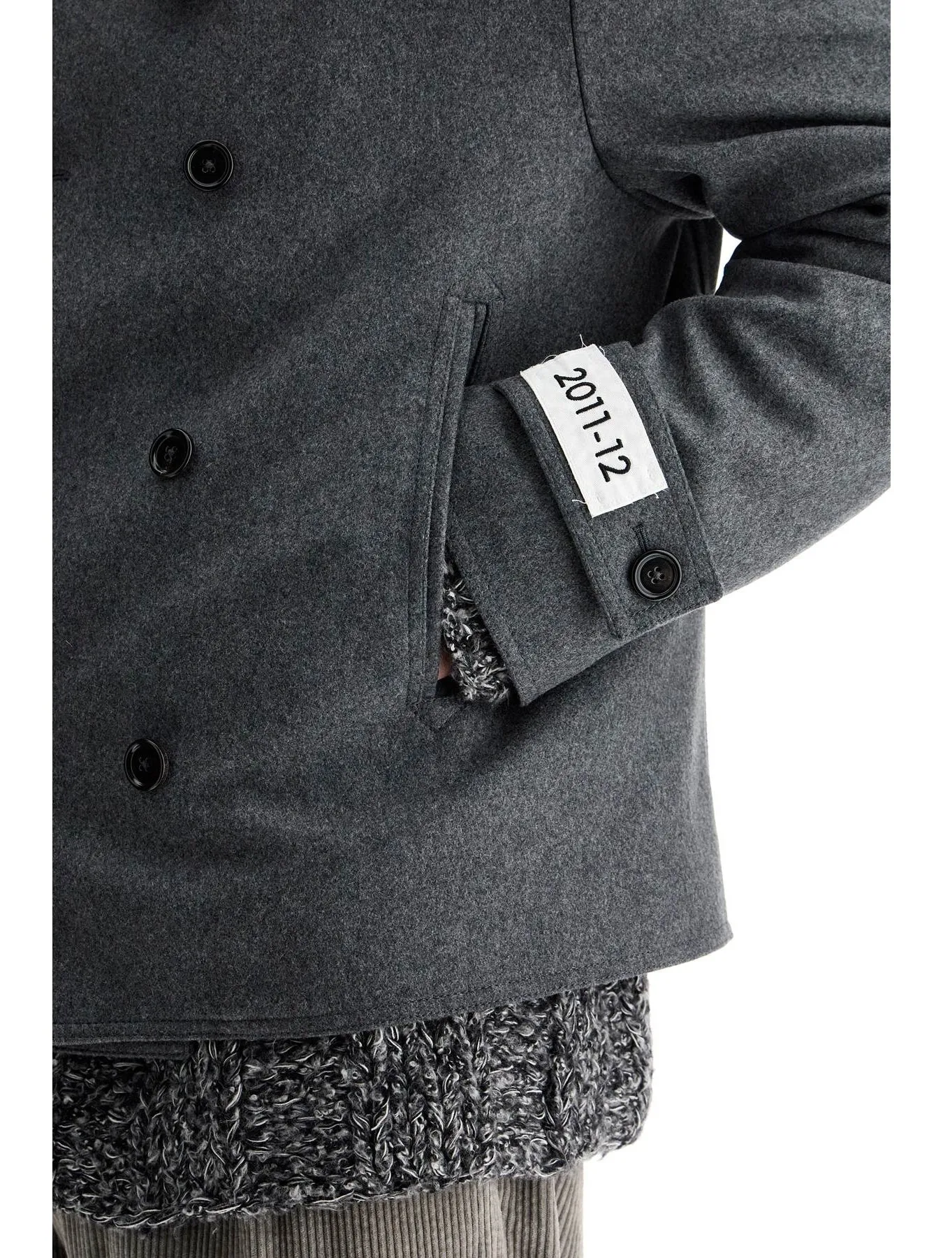 Double-Breasted Houndstooth Wool Coat