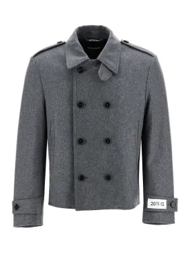 Double-Breasted Houndstooth Wool Coat