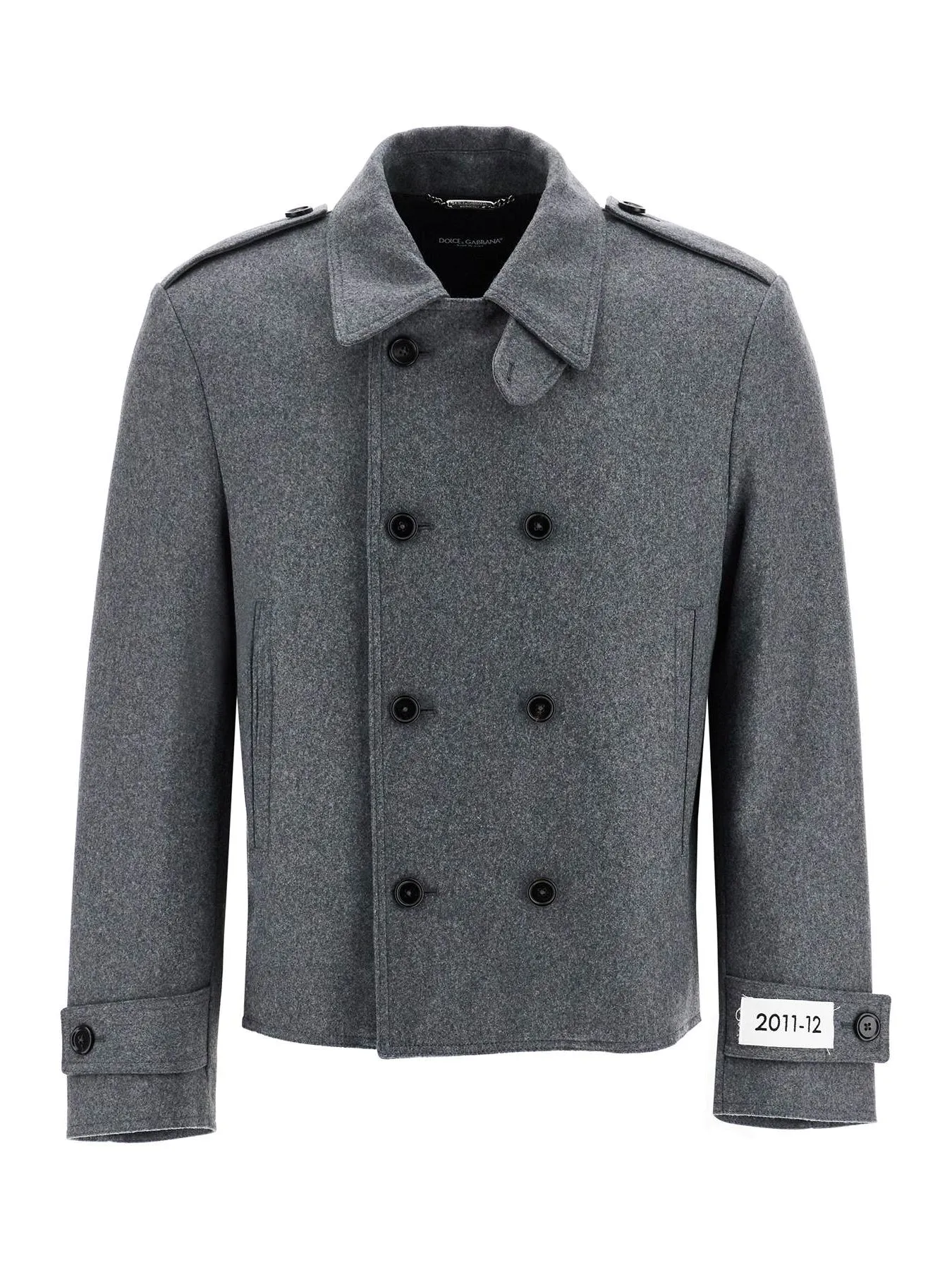 Double-Breasted Houndstooth Wool Coat