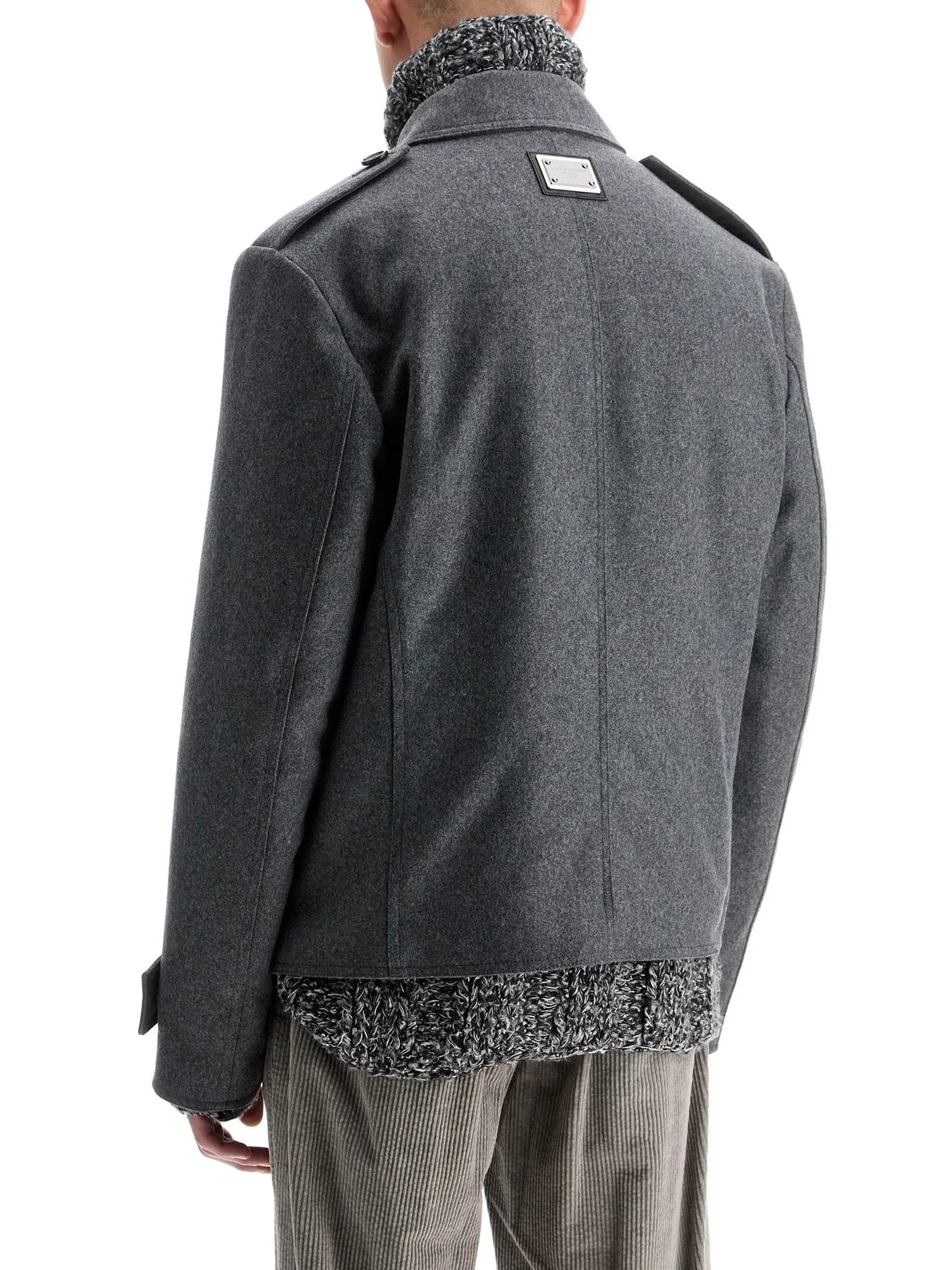 Double-Breasted Houndstooth Wool Coat