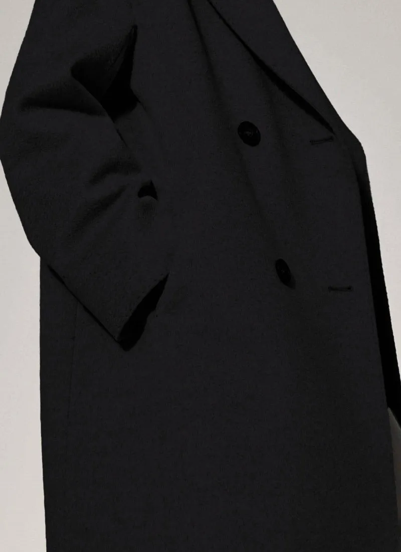 Double-Breasted Oversized Virgin Wool Coat
