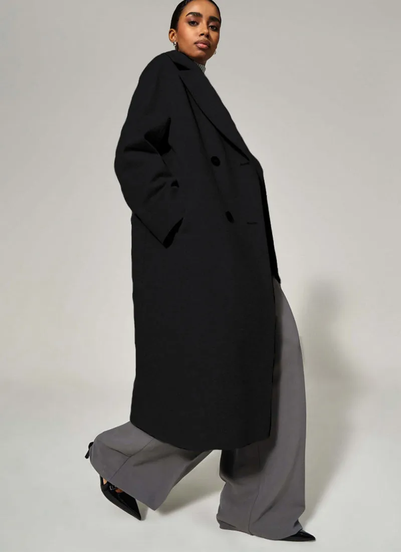 Double-Breasted Oversized Virgin Wool Coat