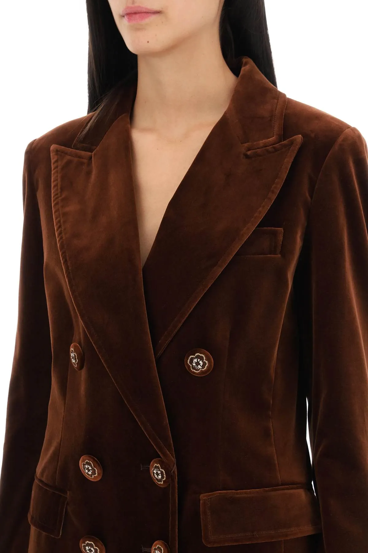 double-breasted velvet jacket