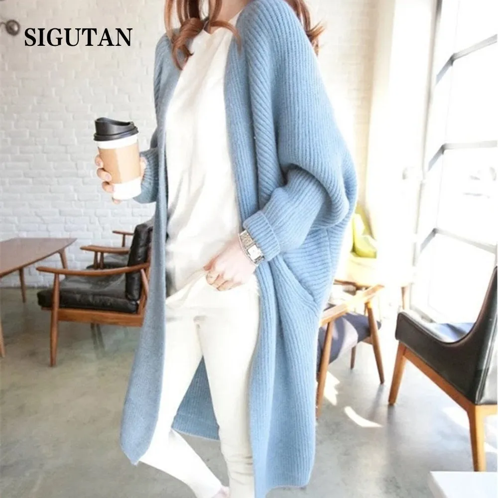 FashionSierra - Bat Sleeve Knitted Plus Size Jacket Loose Ladies Sweaters Cardigans