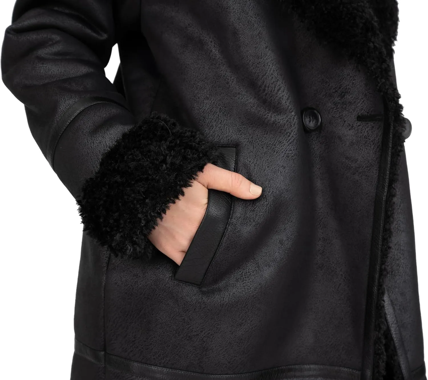 Frye Women's Faux Shearling Double Breasted Coat