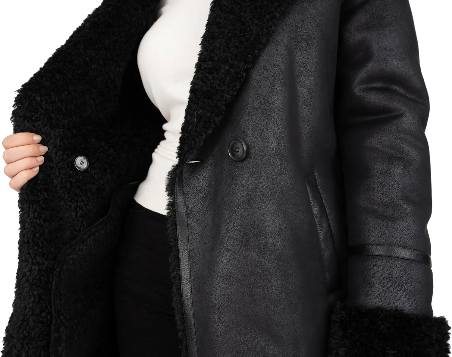 Frye Women's Faux Shearling Double Breasted Coat