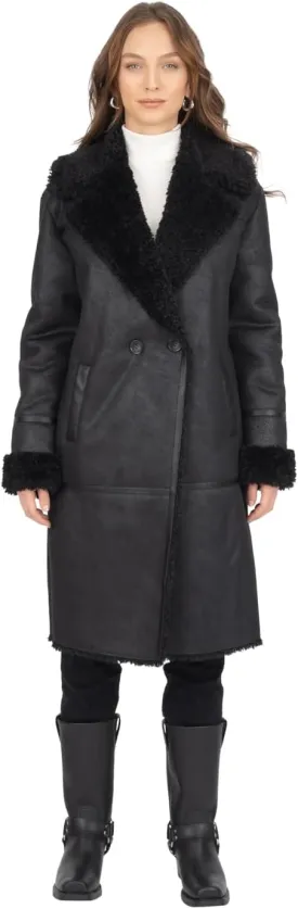 Frye Women's Faux Shearling Double Breasted Coat