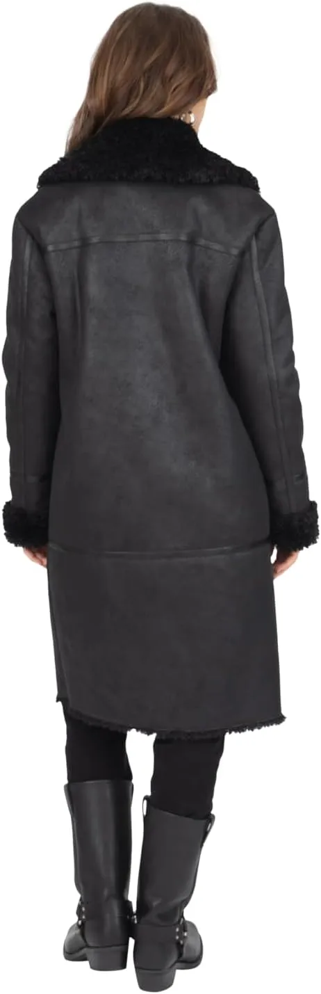 Frye Women's Faux Shearling Double Breasted Coat