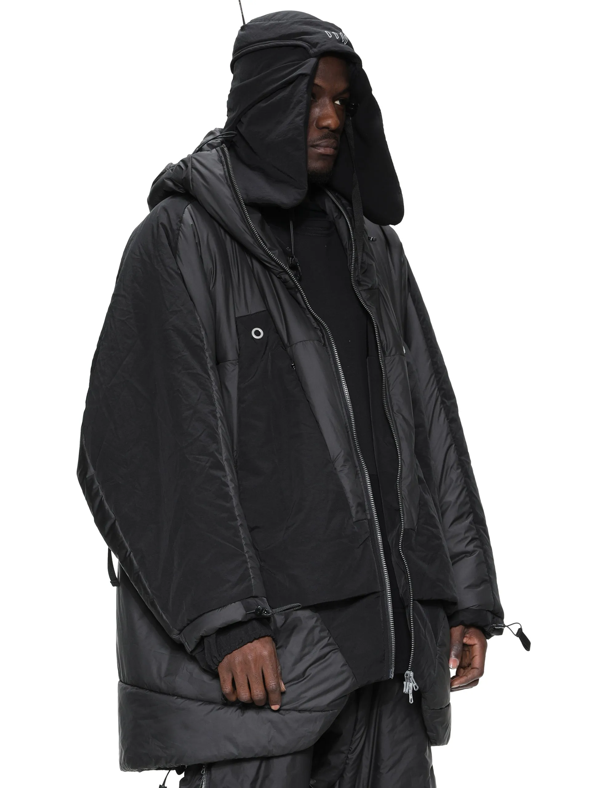 geo panel layer thermolite quilted long coat