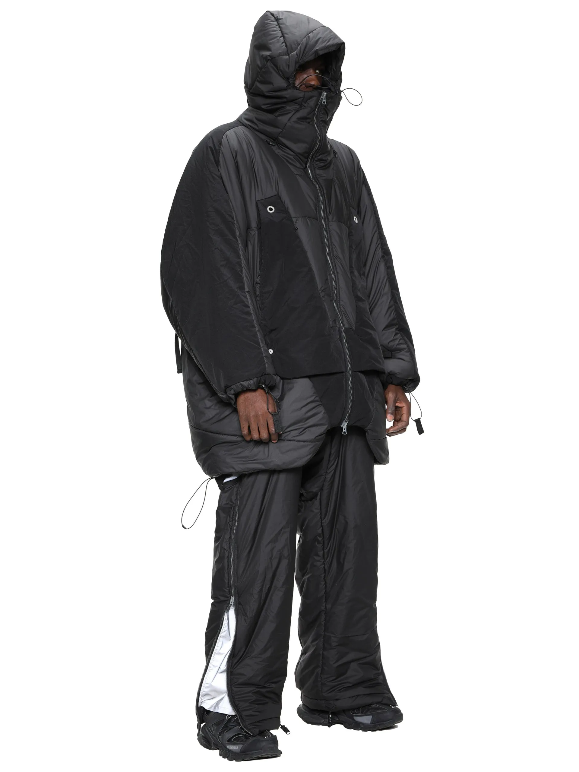 geo panel layer thermolite quilted long coat