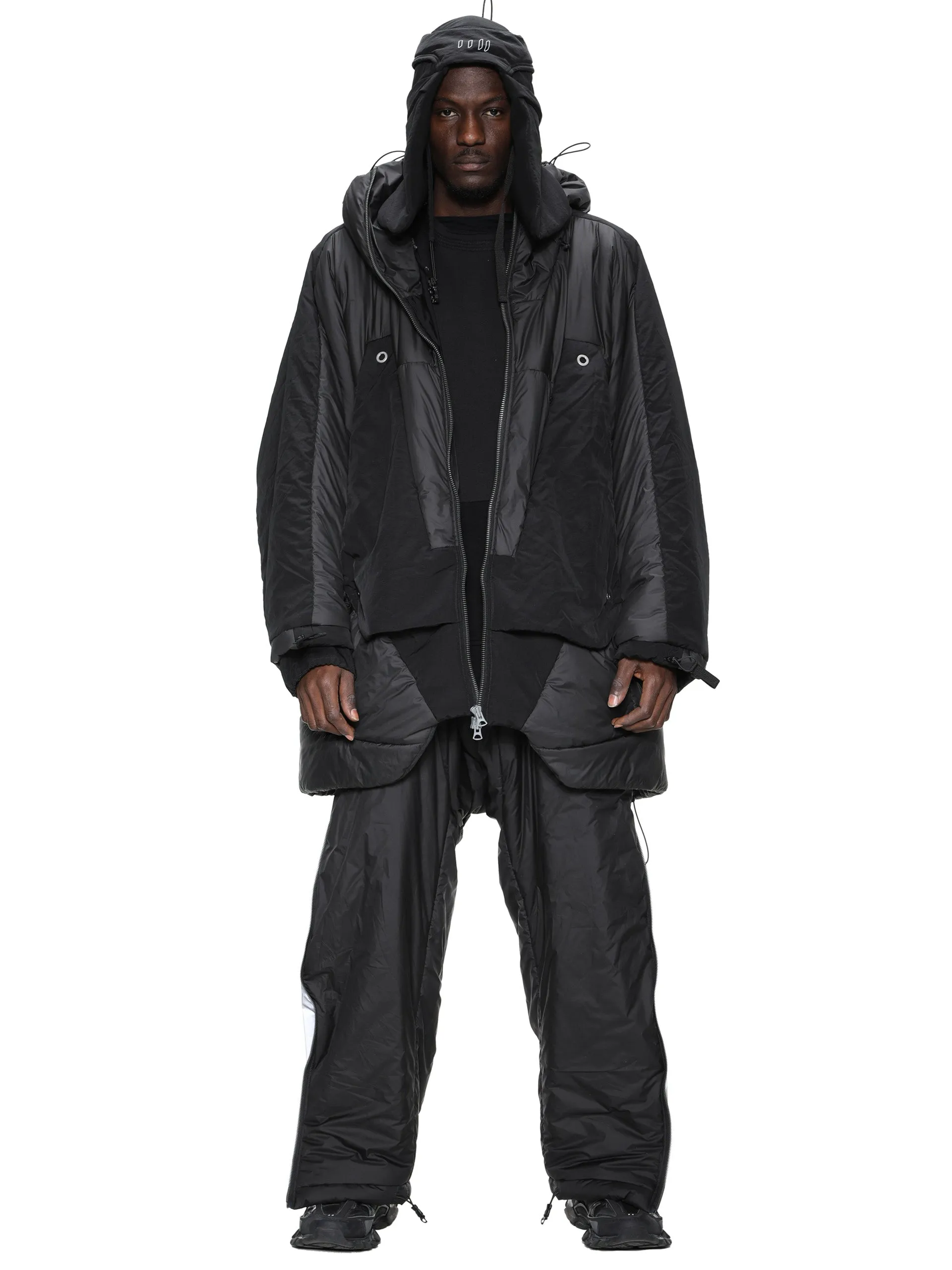 geo panel layer thermolite quilted long coat