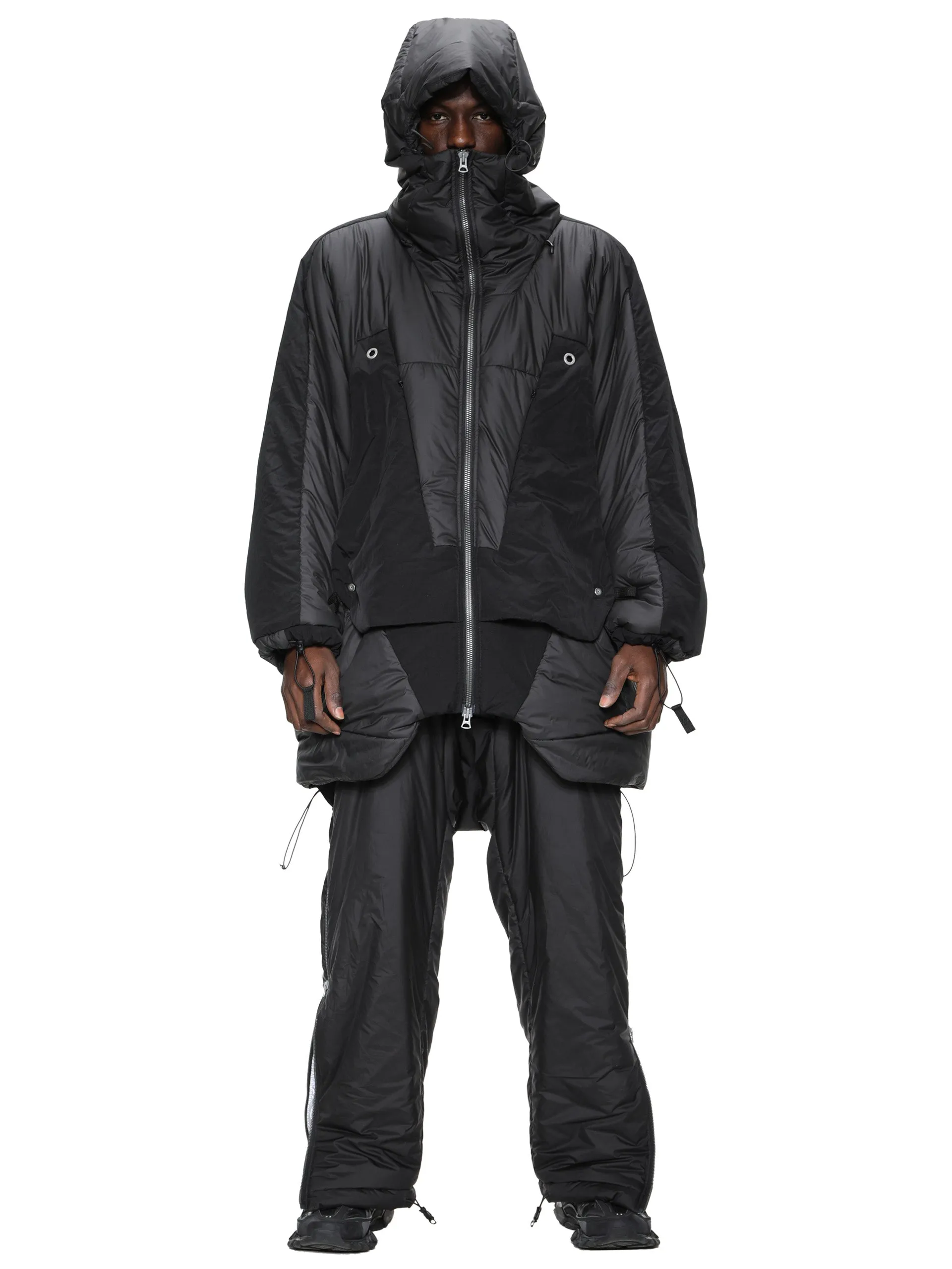 geo panel layer thermolite quilted long coat