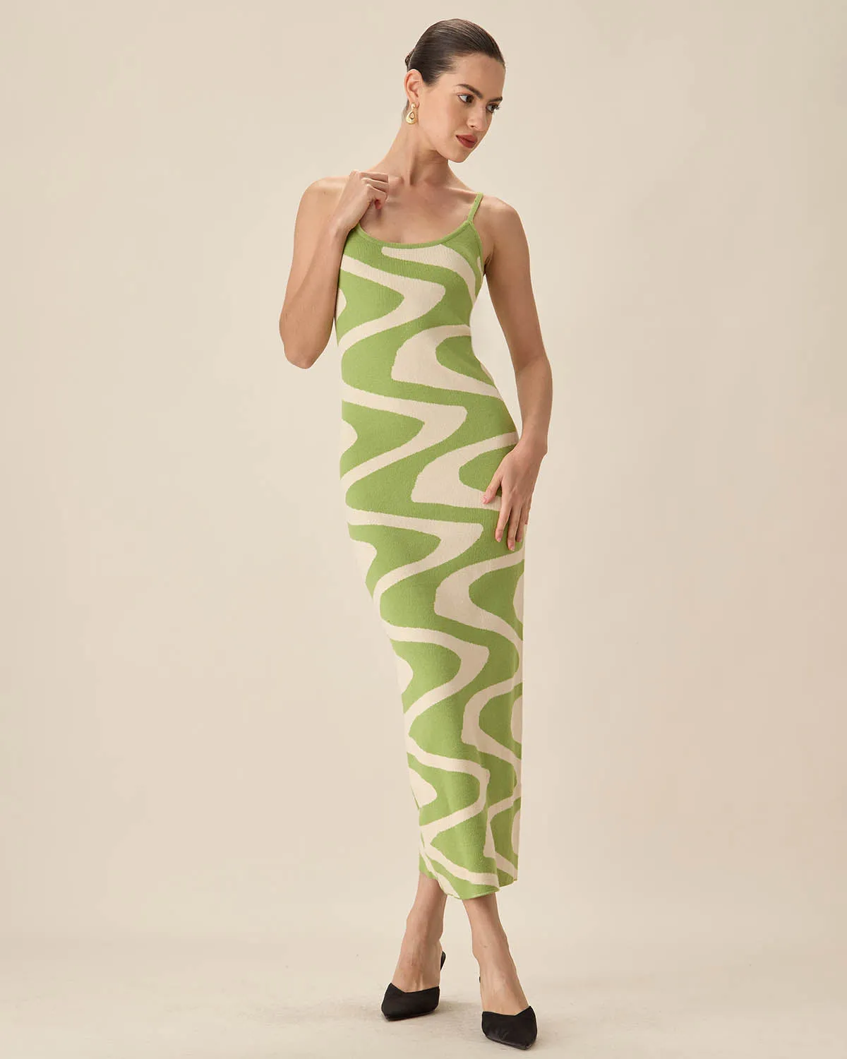 Green Striped Slip Sweater Dress