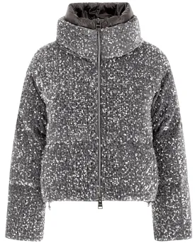 Grigio Perla Quilted Velvet Paillette Jacket