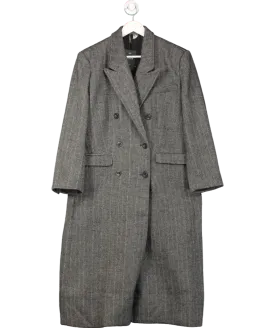 H&M Grey Herringbone Double-breasted Coat UK S