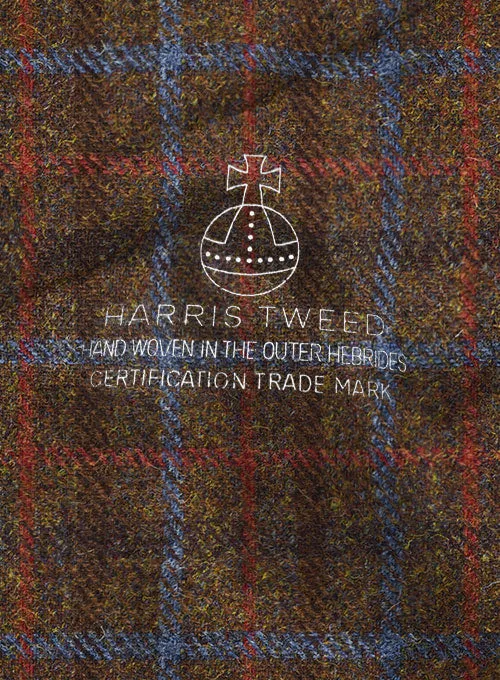 Harris Tweed Brown Checks Pea Coat
