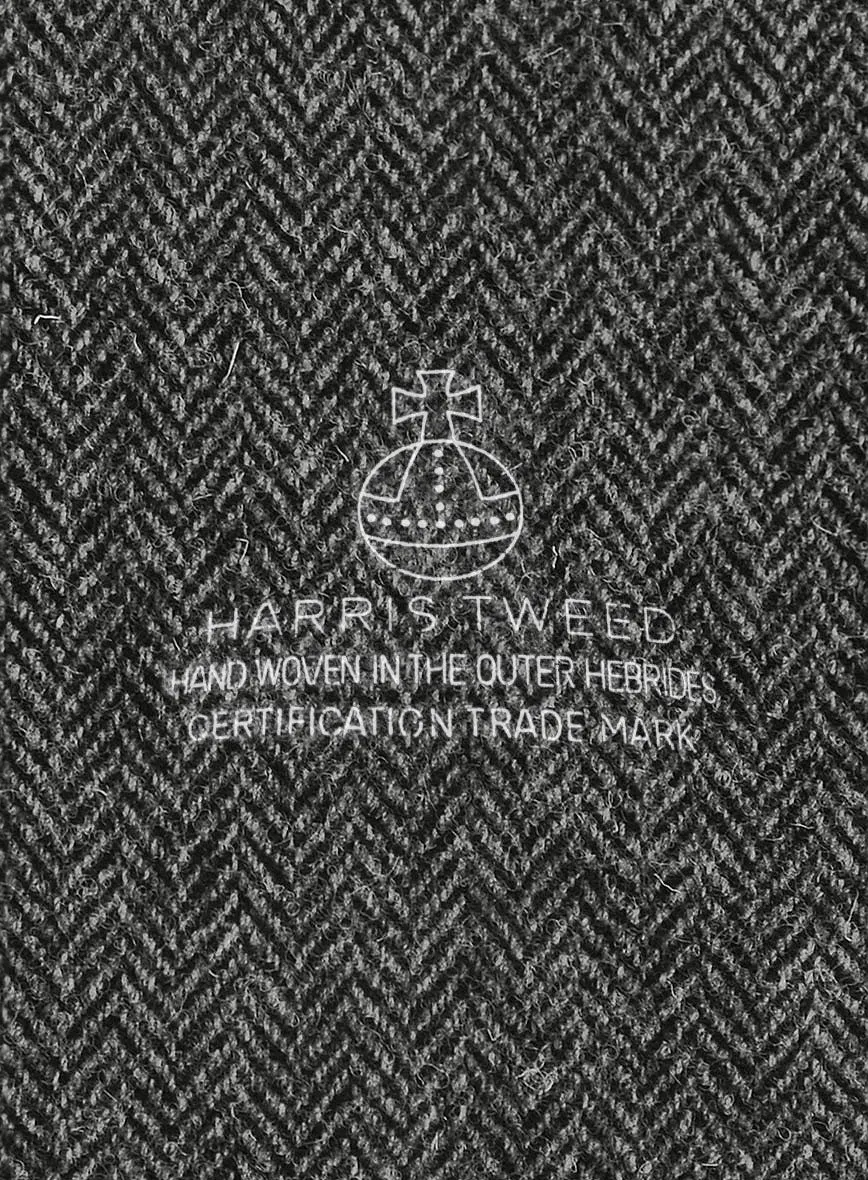 Harris Tweed Dark Gray Herringbone Pea Coat