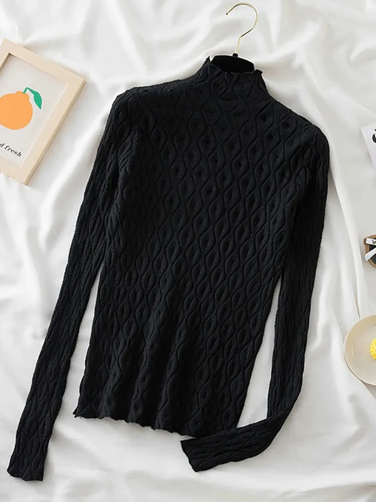High neck  Knitted Sweater Jumper