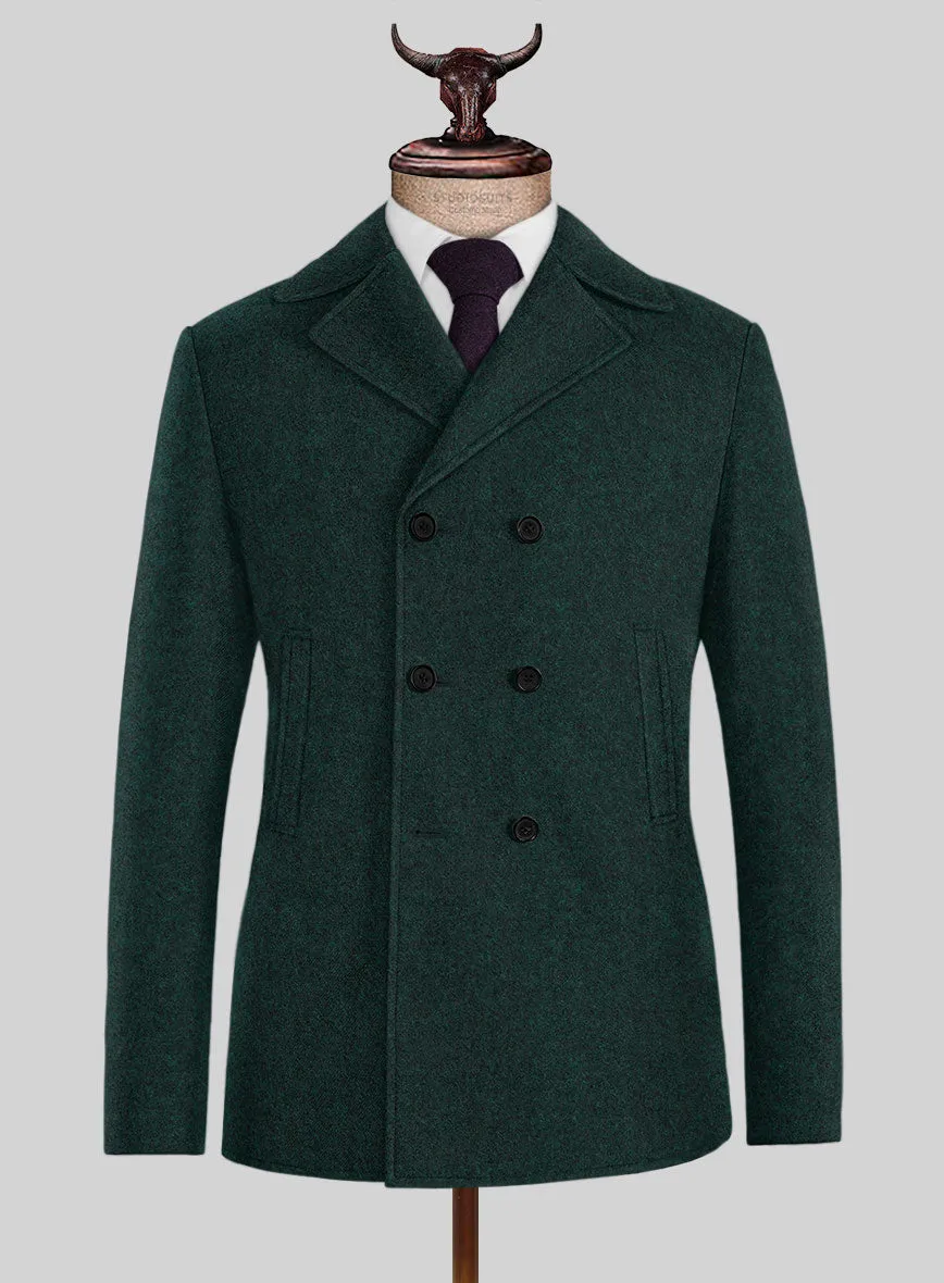 Highlander Melange Green Tweed Pea Coat