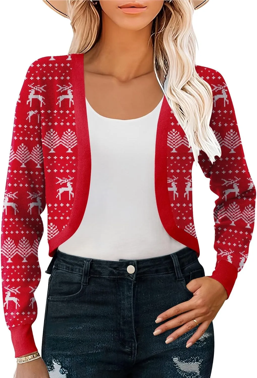 IECCP Cardigan Sweaters for Women 2024 Fall Fashion Long Sleeve Bolero Shrugs for Dresses Open Front Soft Knit Cardigan