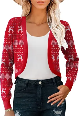 IECCP Cardigan Sweaters for Women 2024 Fall Fashion Long Sleeve Bolero Shrugs for Dresses Open Front Soft Knit Cardigan